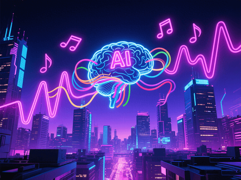 AI music artwork with glowing notes and neon brain.png