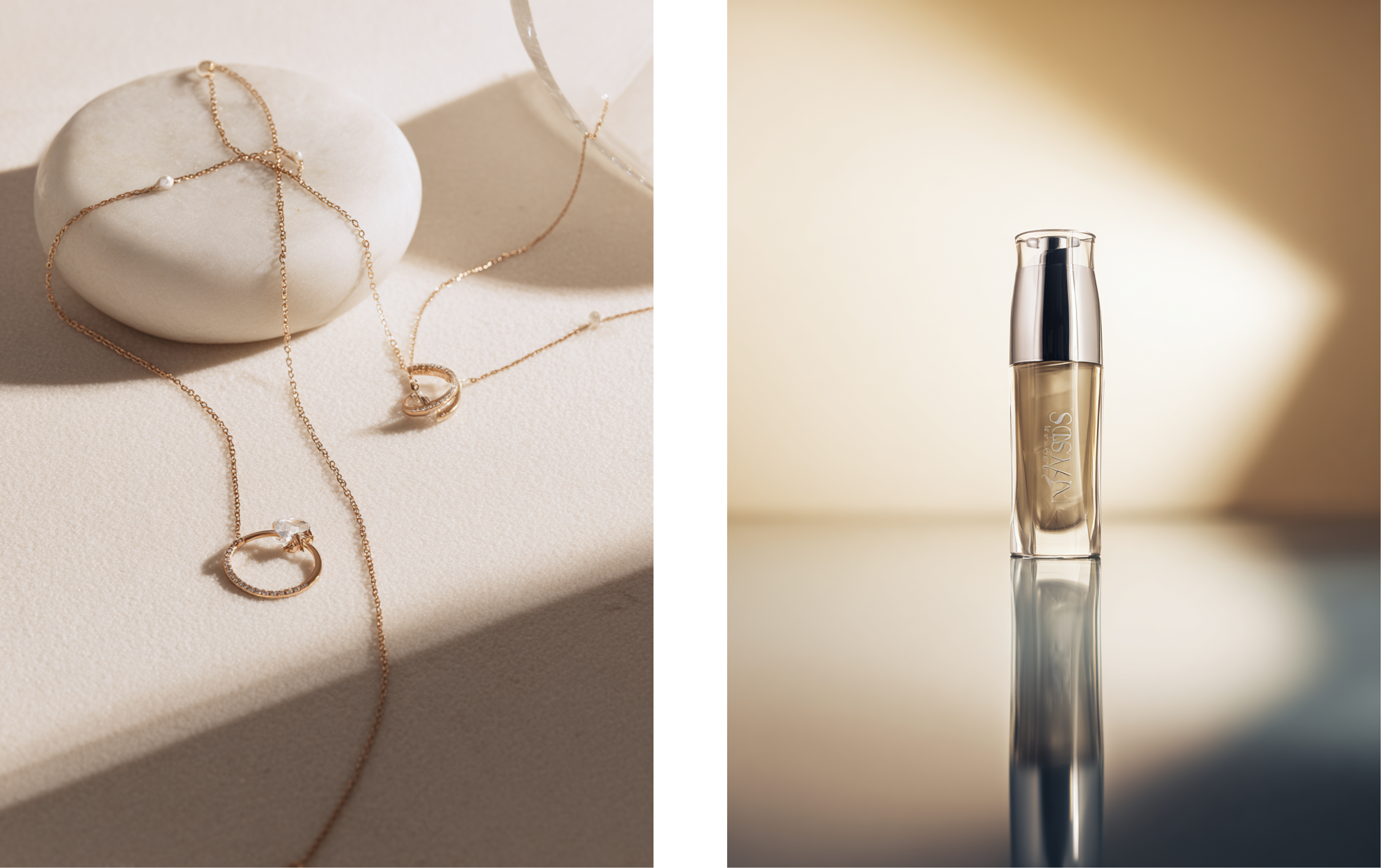 置于大理石纹理面上的奢华项链