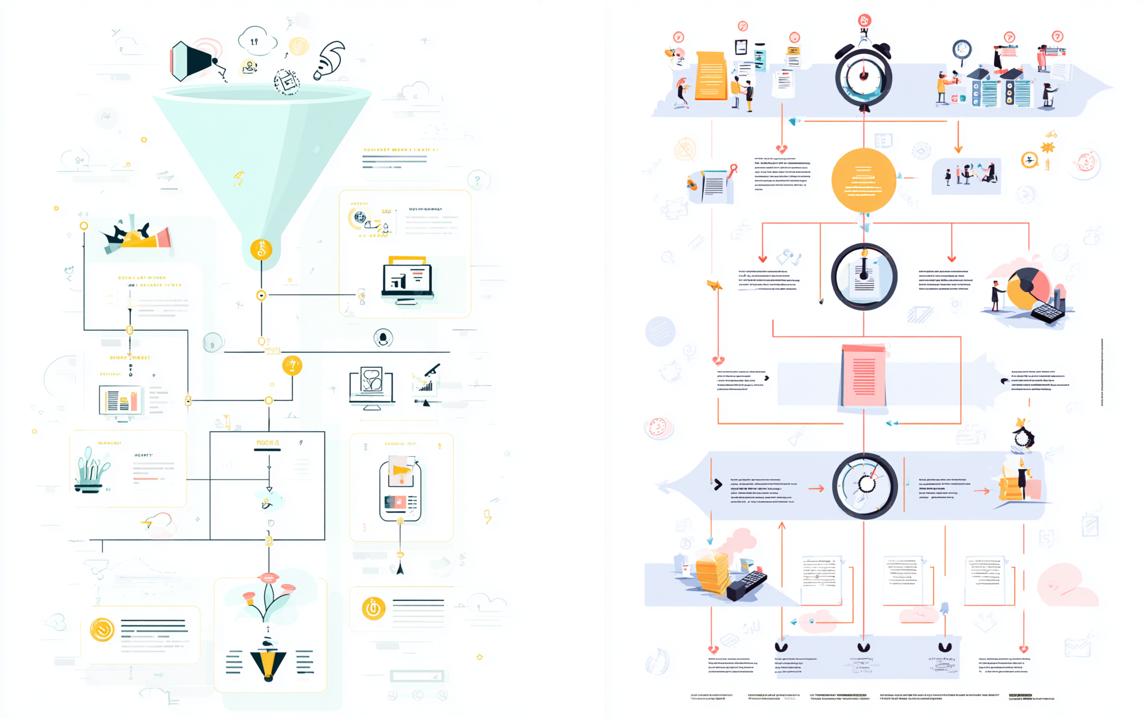 关于现代营销漏斗解释的现代化信息图表